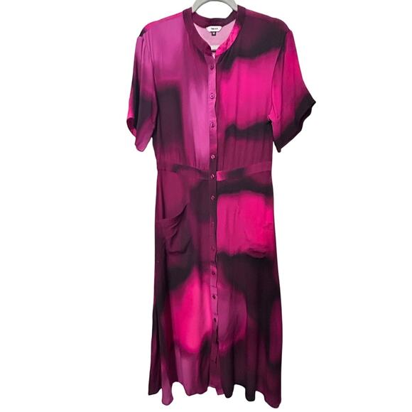 The Kit. Cobie Shirtdress Love Haze Lightweight Crepe Button Down Pink Sz 10 Md - Picture 3 of 10